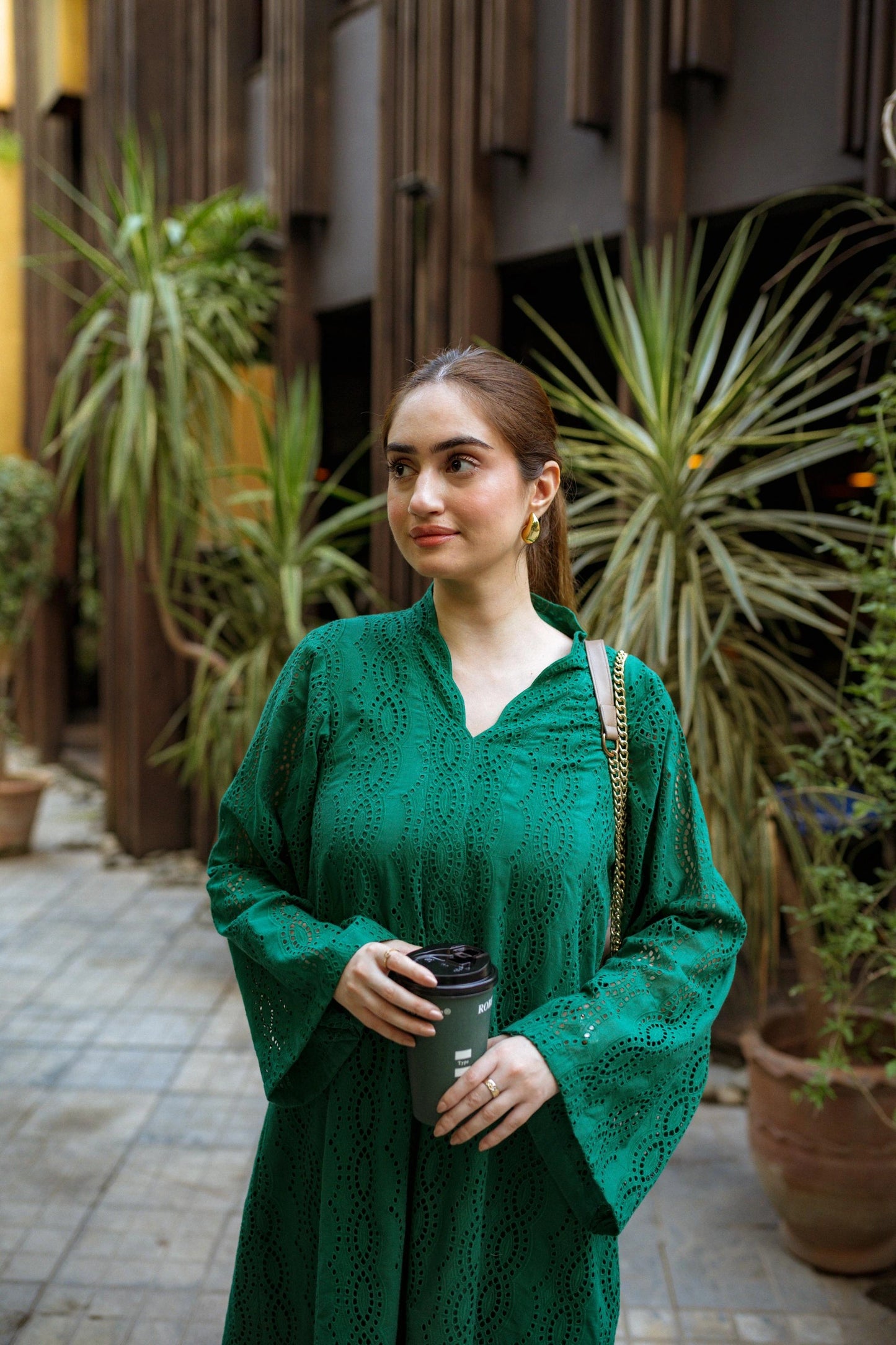 Elegant Shifli Chikan Cord Set featuring intricate embroidery, includes a matching top and pants for a polished look.