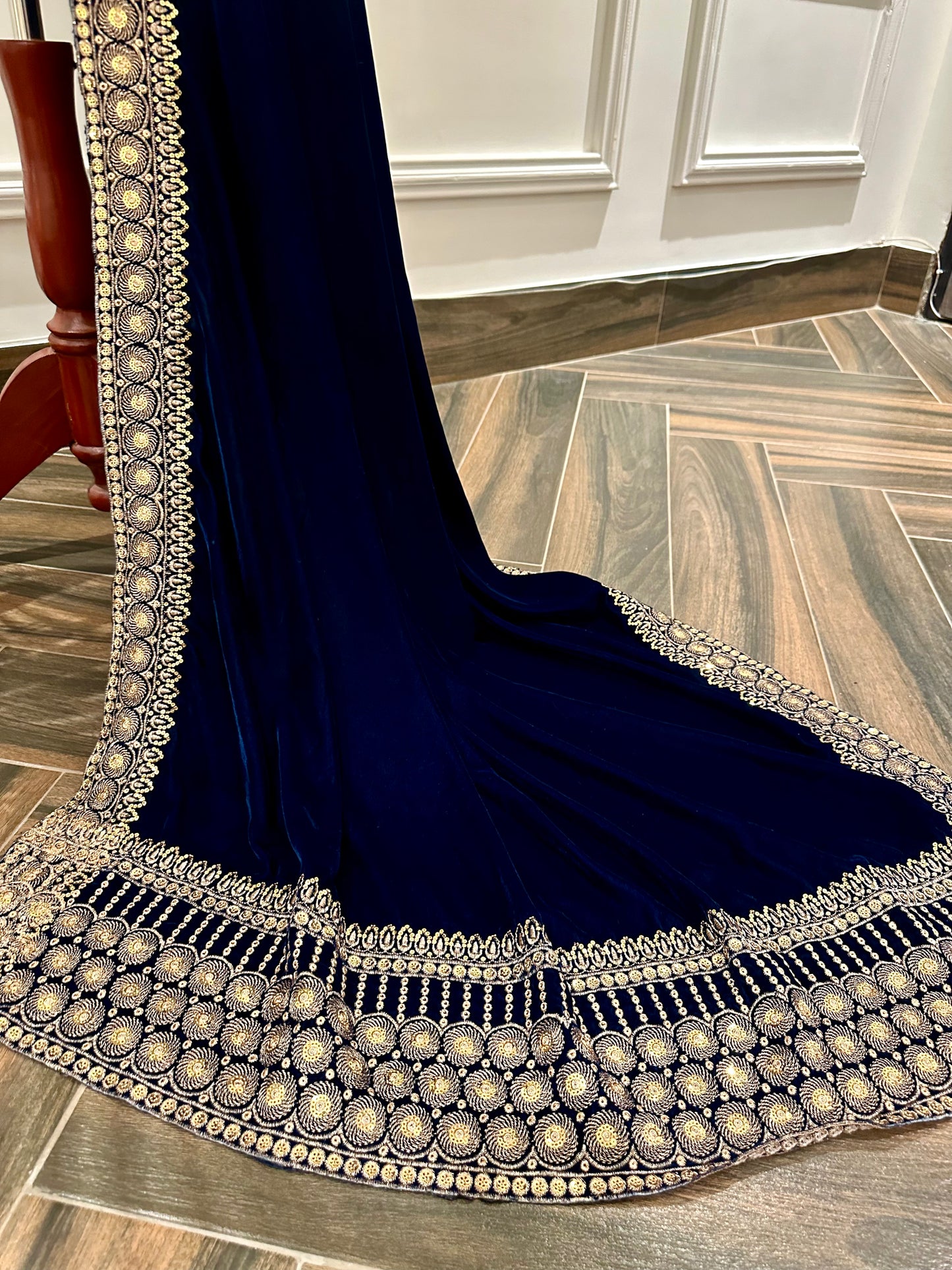VT-162 Abstract heavy tila work velvet shawl (unisex)