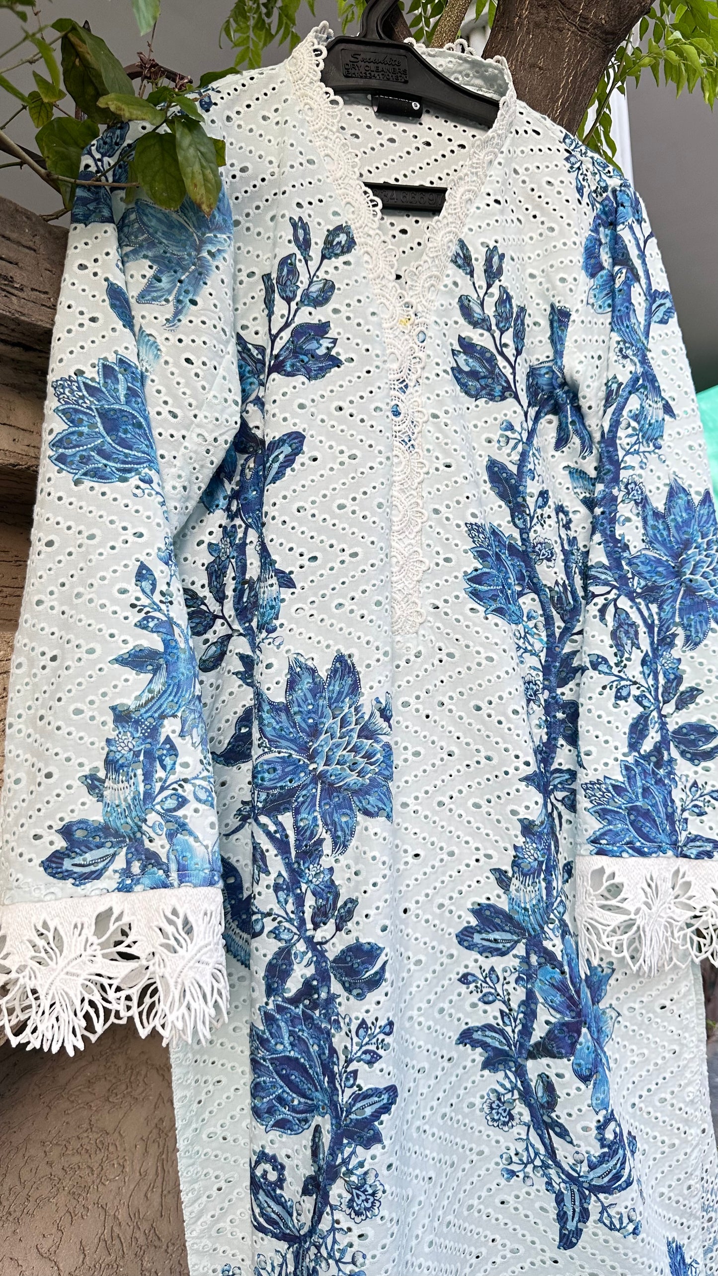 CH-03 shifli Chikan floral bail kurta