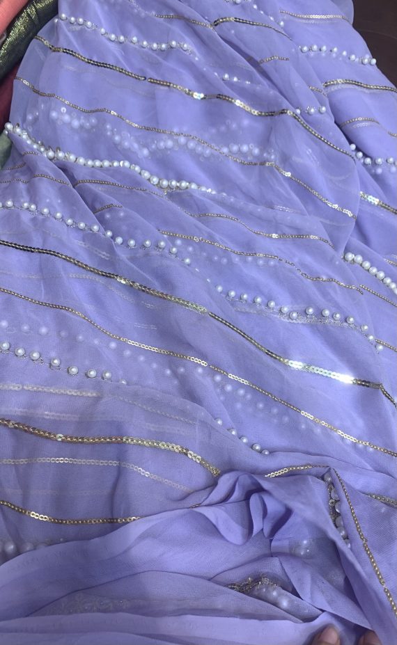 Chiffon Zari and pearl work pure duppata