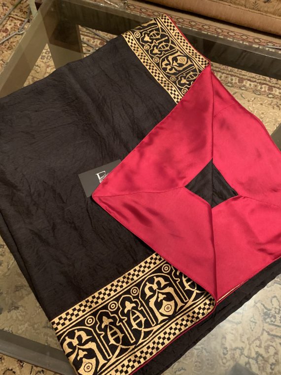 Shahjahan – Black/Gold in Pure rawsilk with palta on borders