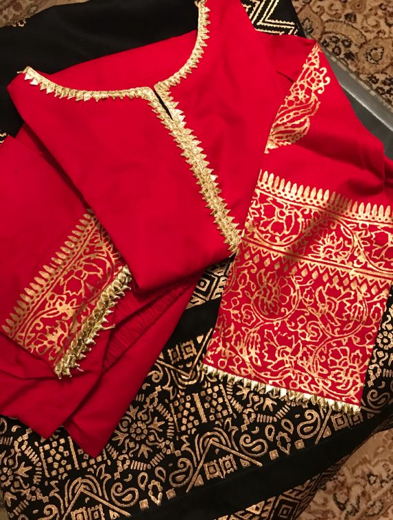 KD-07 Maroon/Black with boat neck line 3Pc