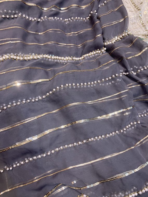 Chiffon Zari and pearl work pure duppata
