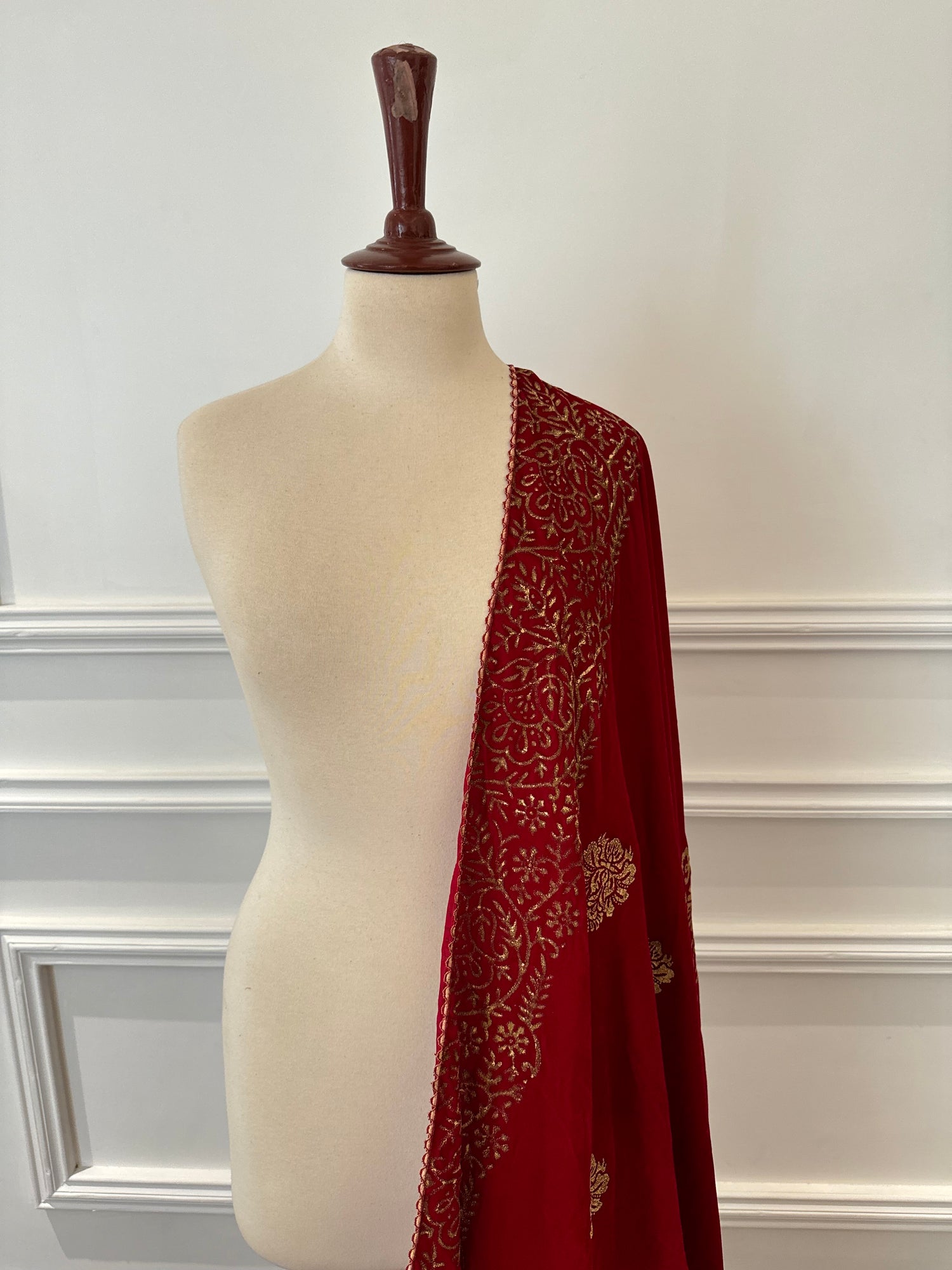VT-166 Block printed Heavy Floral shawl