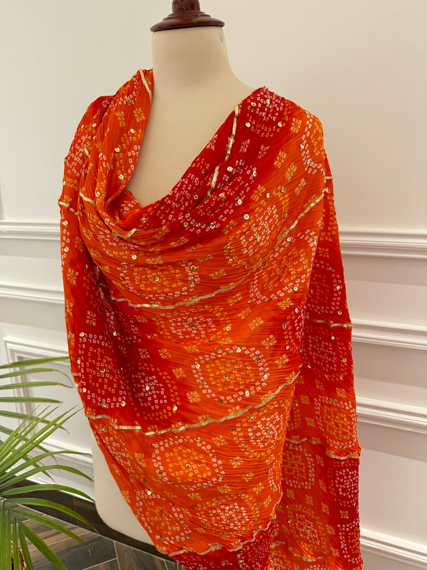 JKD-51 Maroon Orange sequence chunri dupatta