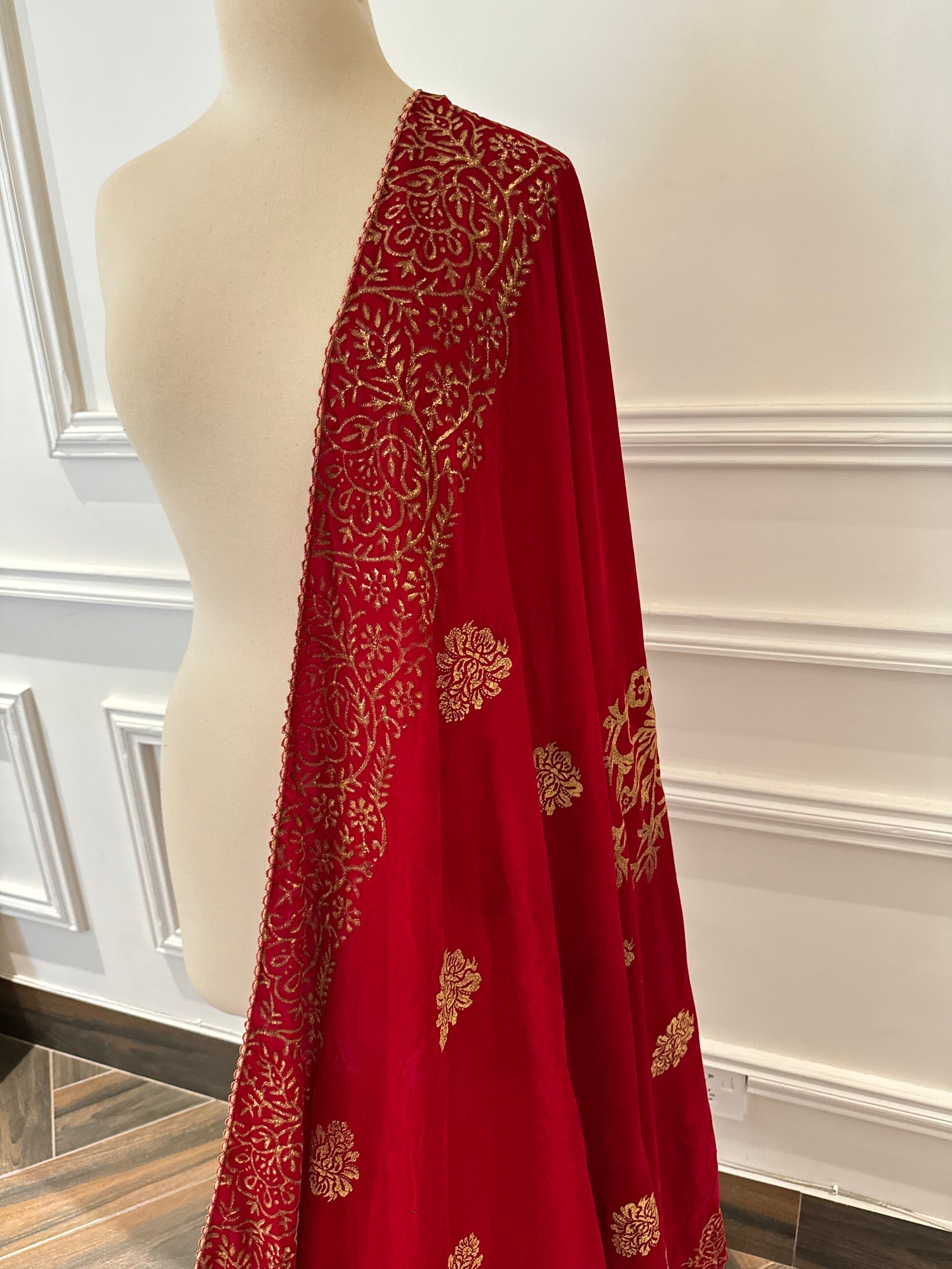 VT-166 Block printed Heavy Floral shawl
