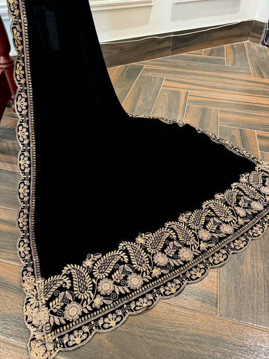 VT-134 Embroidered luxury kari shawl with sequence