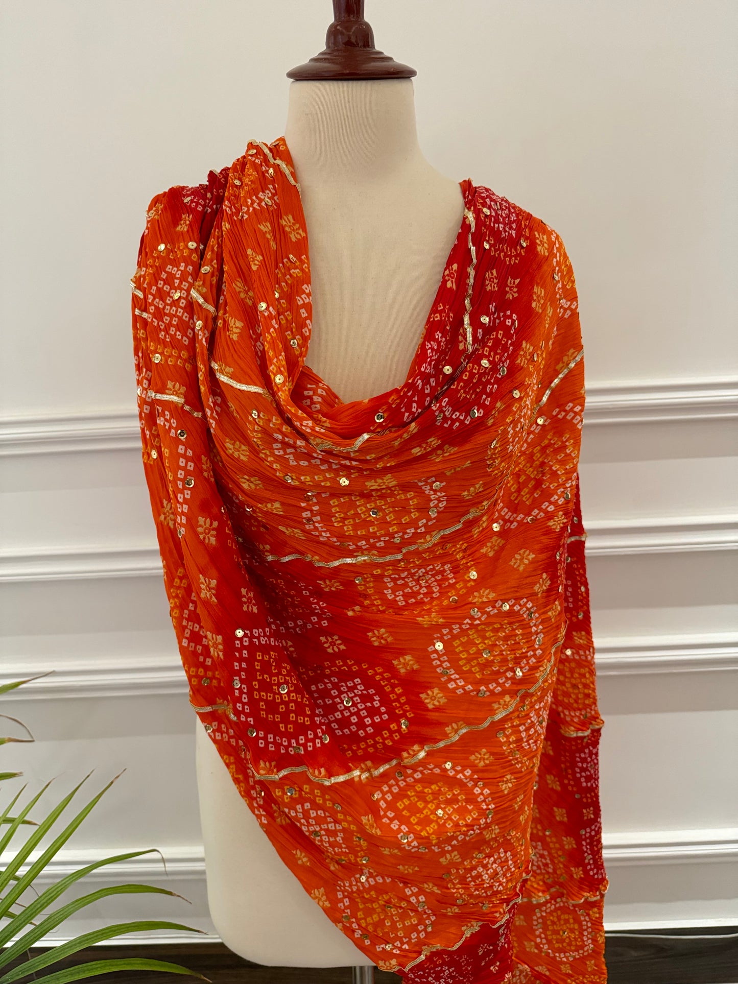 JKD-51 Maroon Orange sequence chunri dupatta