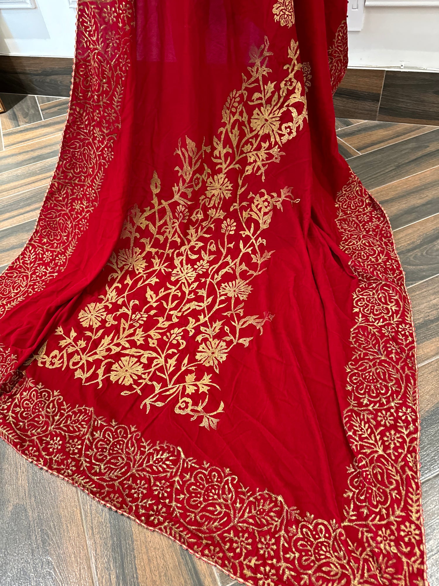 VT-166 Block printed Heavy Floral shawl