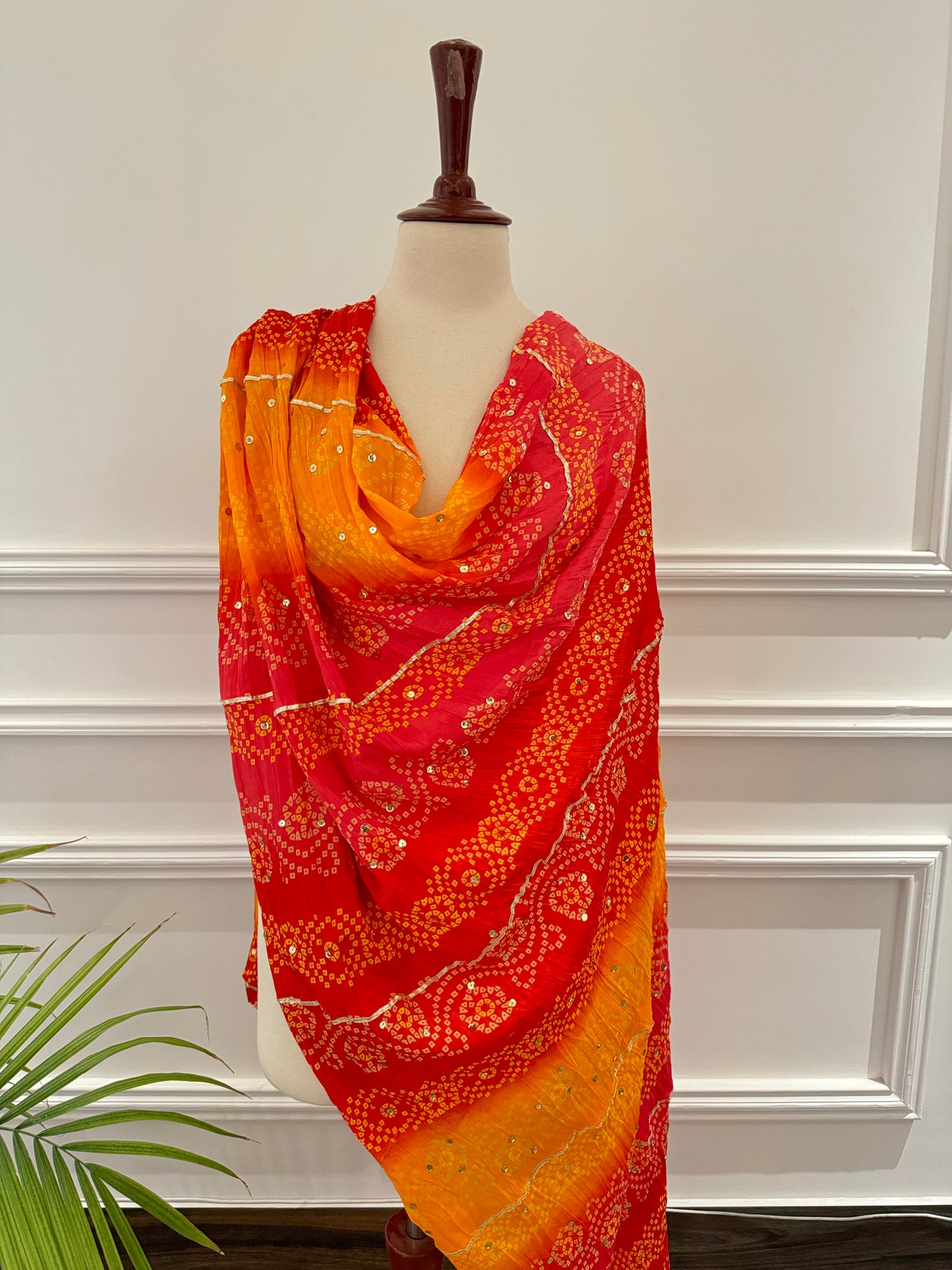 JKD-52 Pink and orange Sequence Silk Chunri Duppata