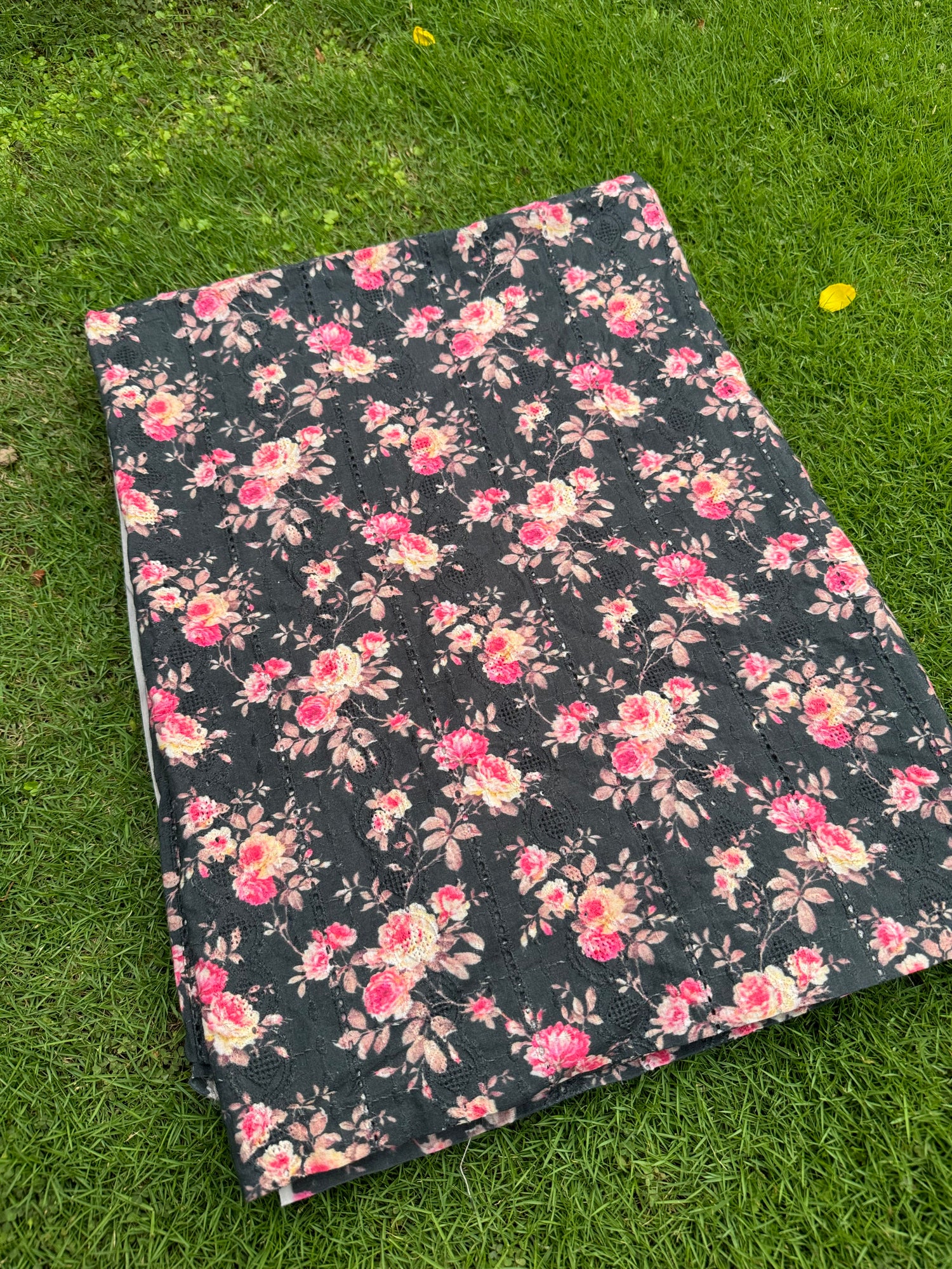 CH-30 Floral Chickan Black Shirt