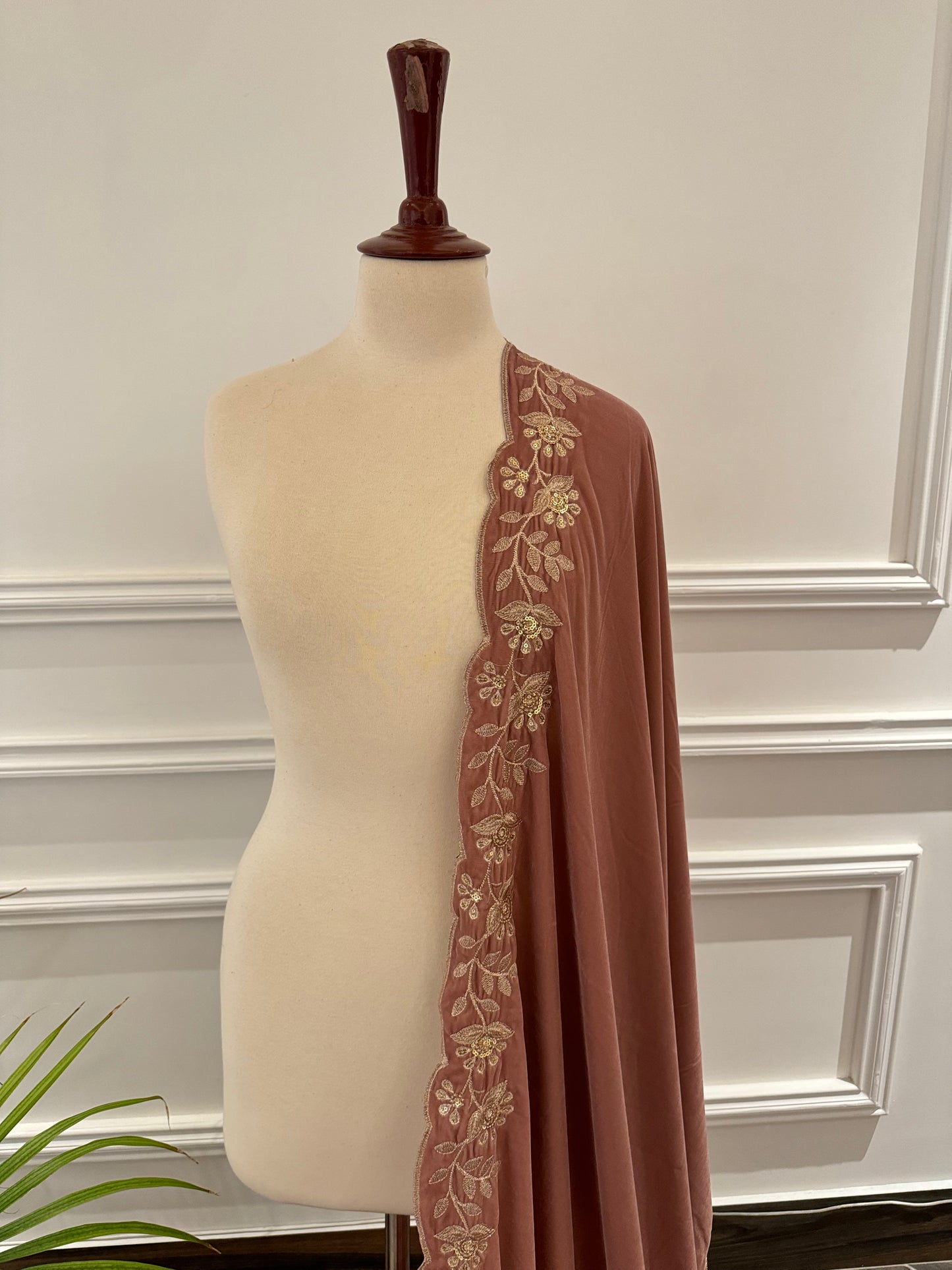 VT-180 Pastel Floral Heavy Tila and sequence cutwork shawl