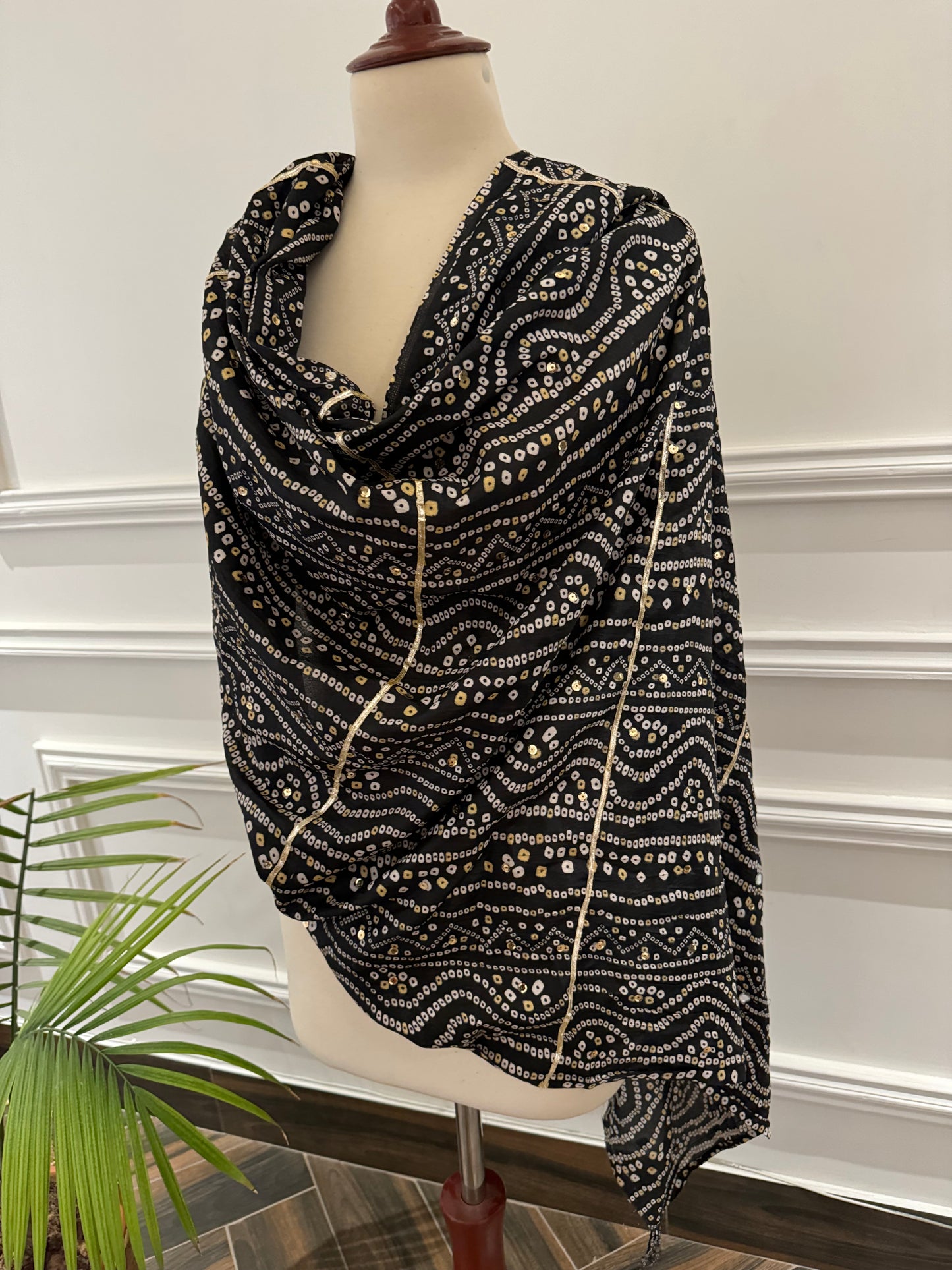 JKD-50 Black sequence chunri dupatta