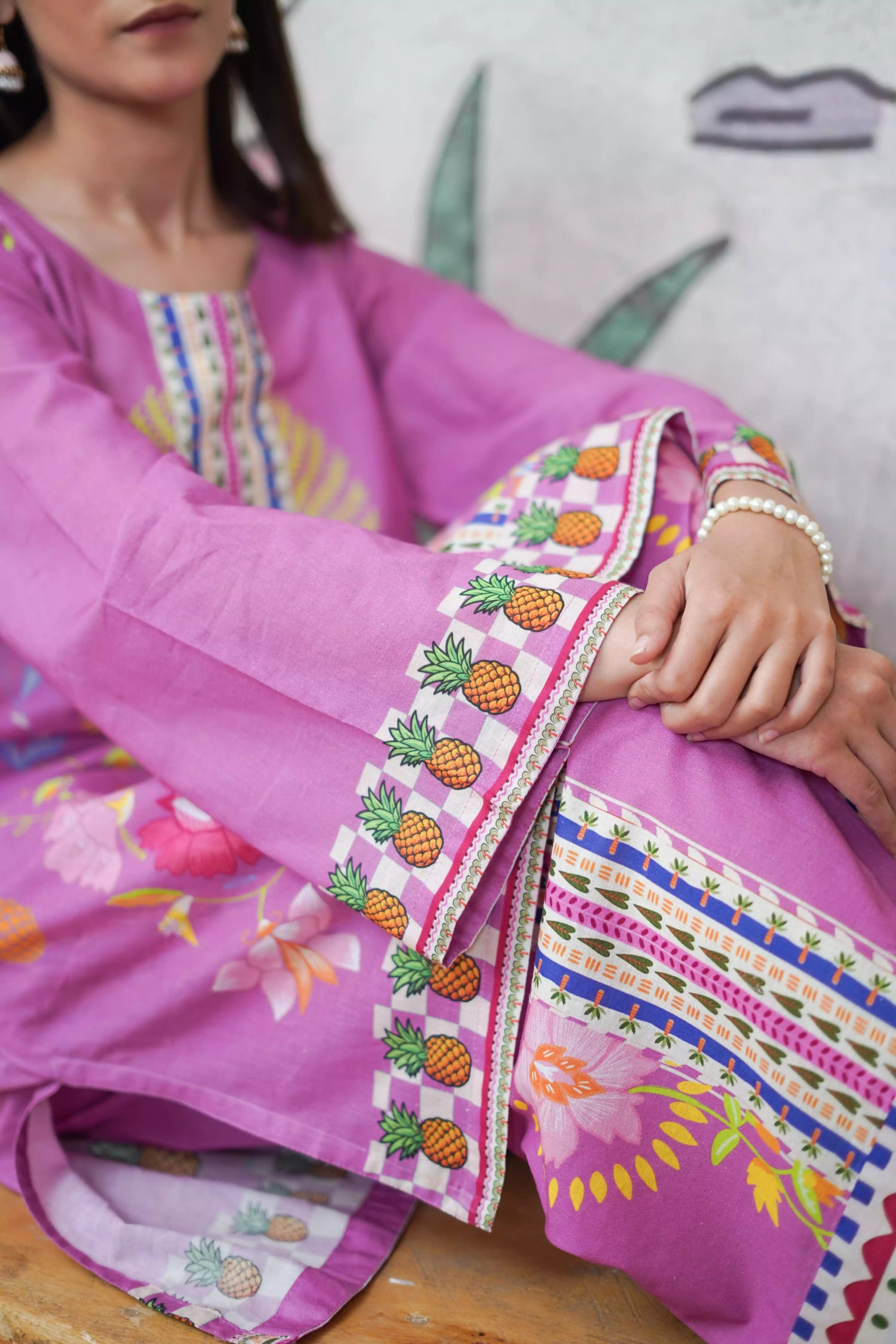 A cord-set featuring floral and tropical inspired digital printed design, Showcasing trendy and chic look.