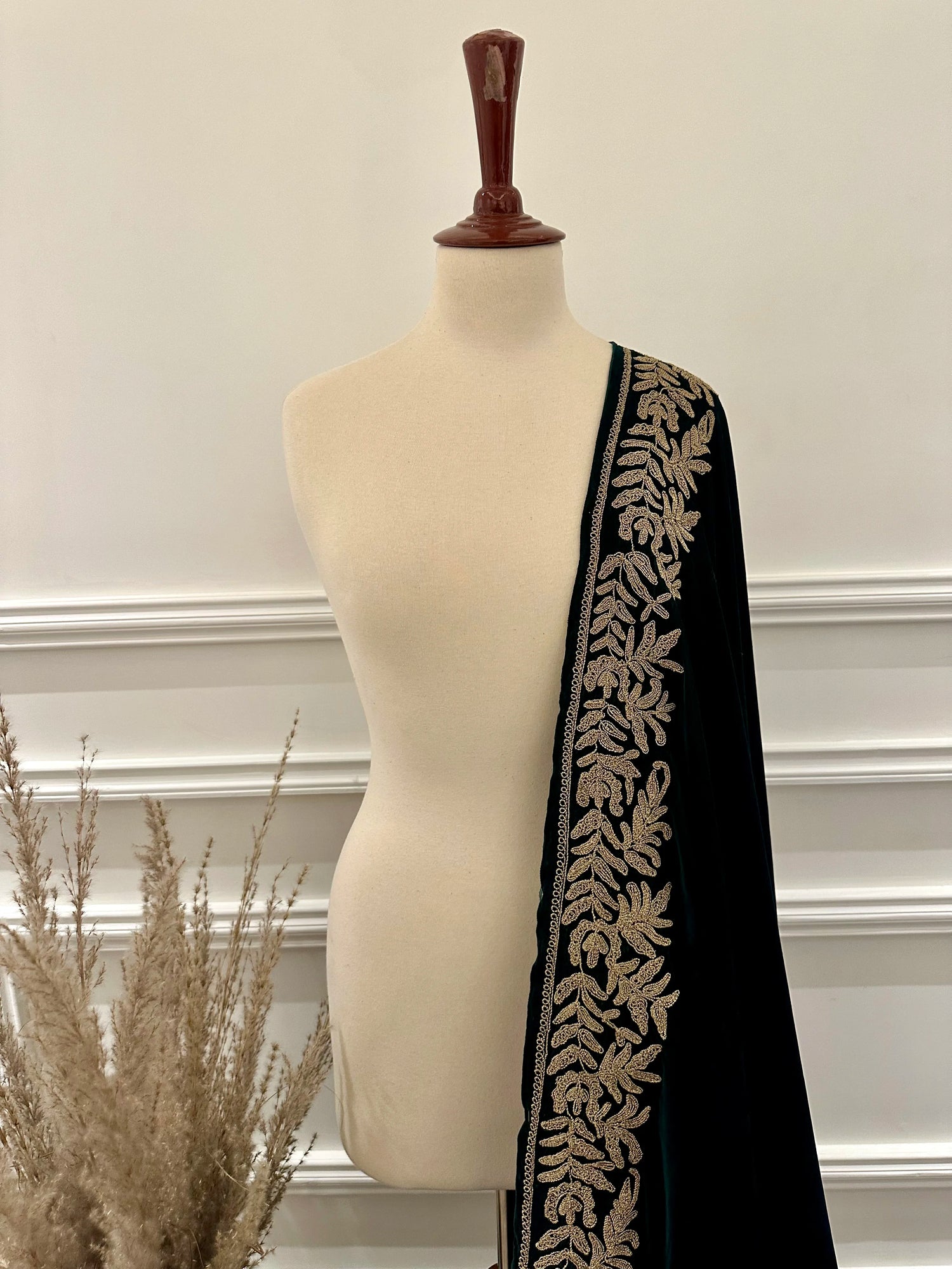 Luxurious Dori Work Embroidered Unisex Shawl with hand-embroidered floral border on four sides adored with elegant and versatile design.