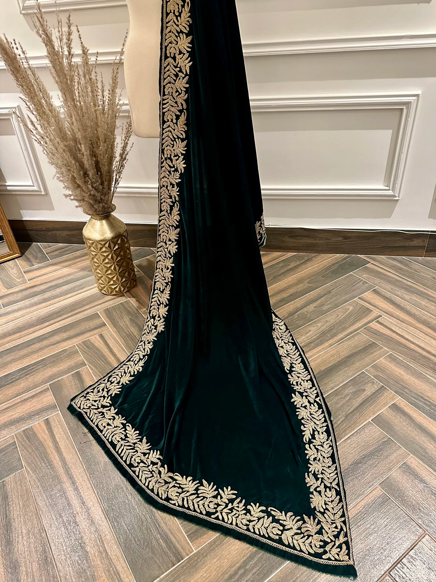 Luxurious Dori Work Embroidered Unisex Shawl with hand-embroidered floral border on four sides adored with elegant and versatile design.