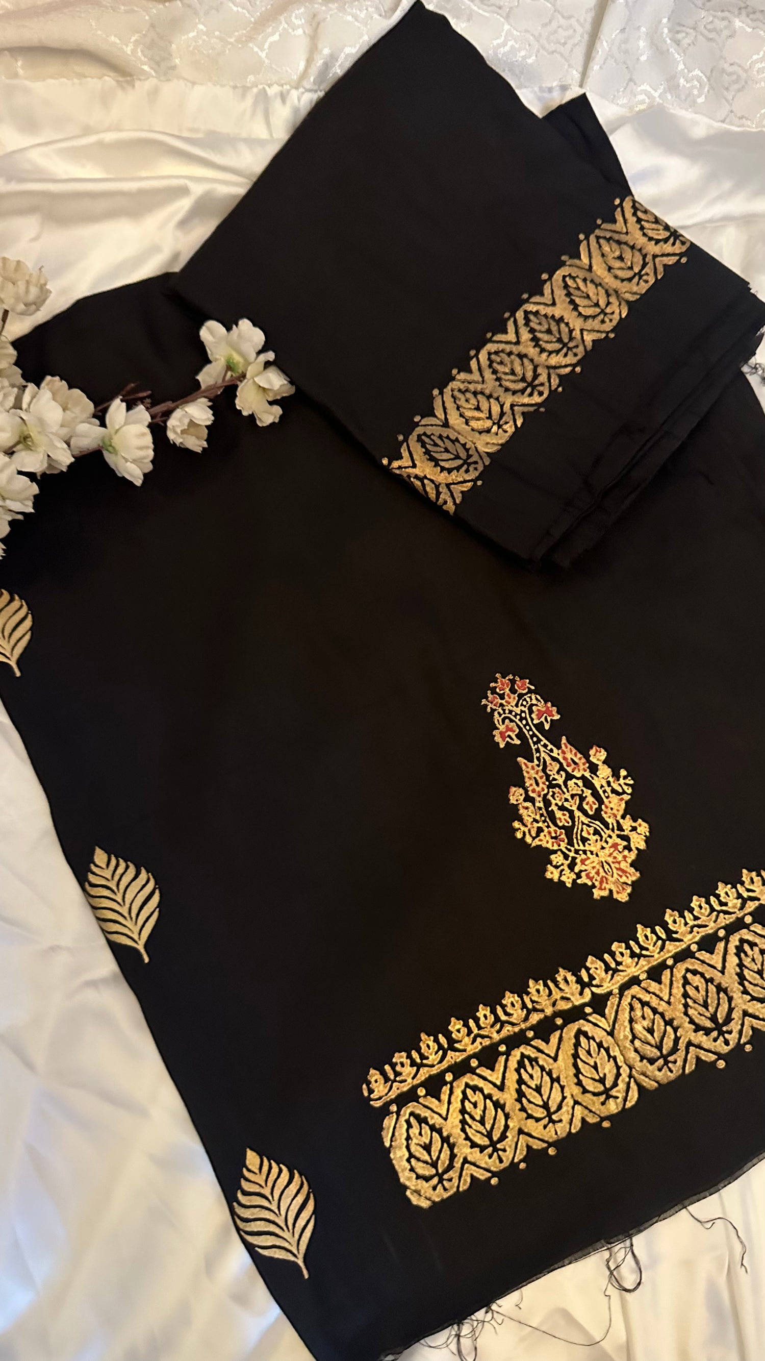 JA-14 Black suit with red silk duppata
