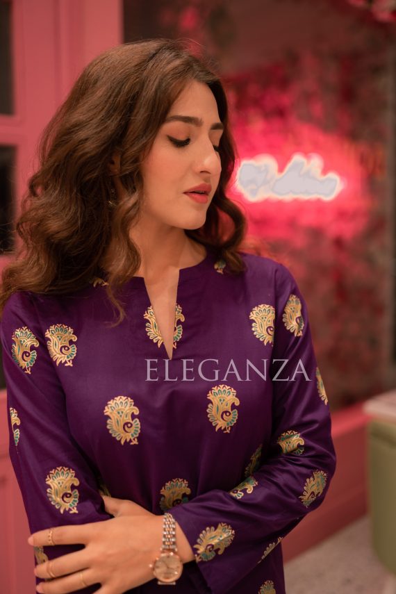 PS-08 Fuchsia Purple 2PC Lawn Block printed Set