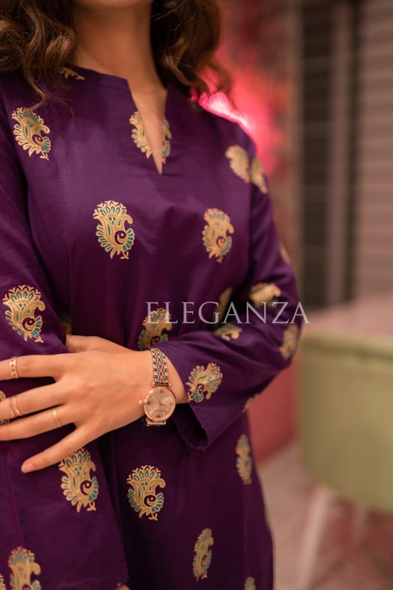 PS-08 Fuchsia Purple 2PC Lawn Block printed Set