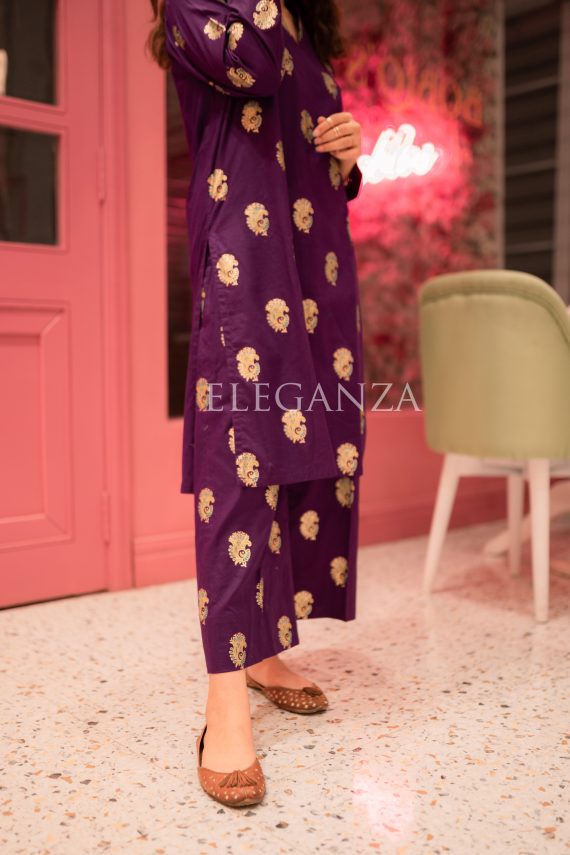 PS-08 Fuchsia Purple 2PC Lawn Block printed Set
