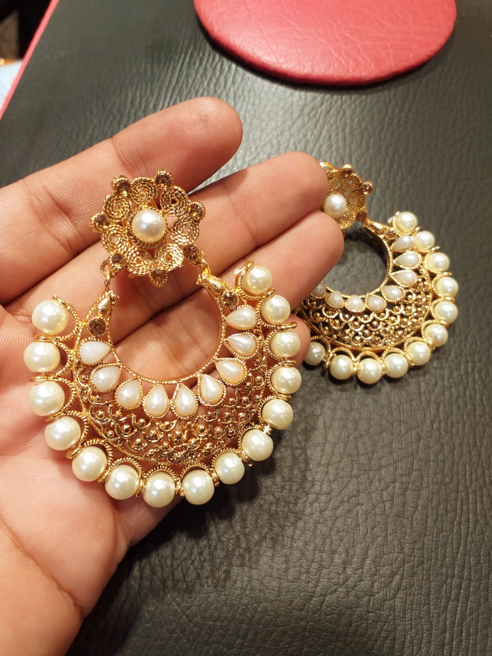 BE-21 pearl kundan earrings