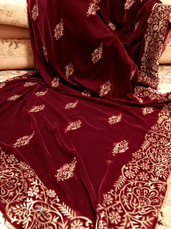 VT-01 Thick block printed border shawl