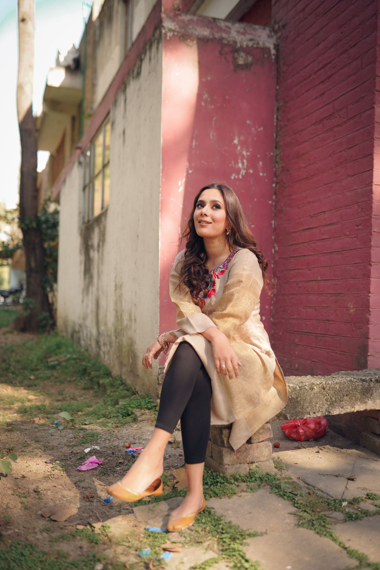 NU-04 Multi embroidered soft neutral kurta