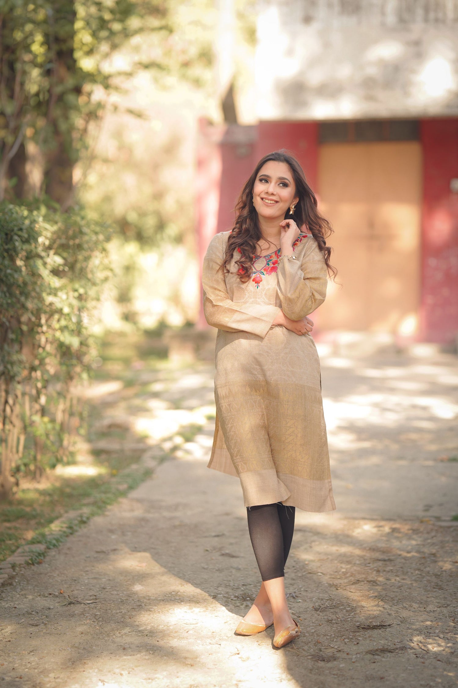 NU-04 Multi embroidered soft neutral kurta