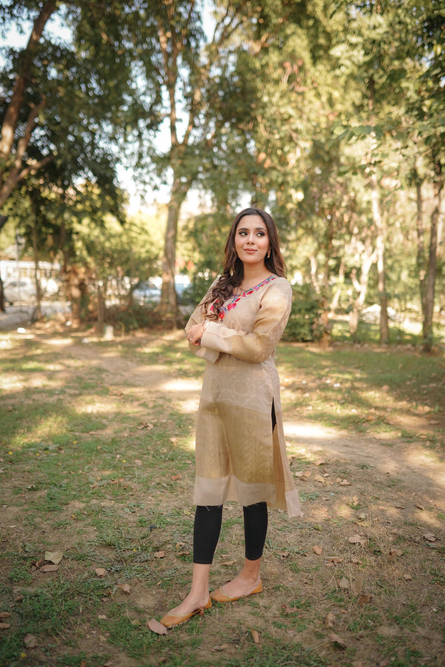 NU-04 Multi embroidered soft neutral kurta