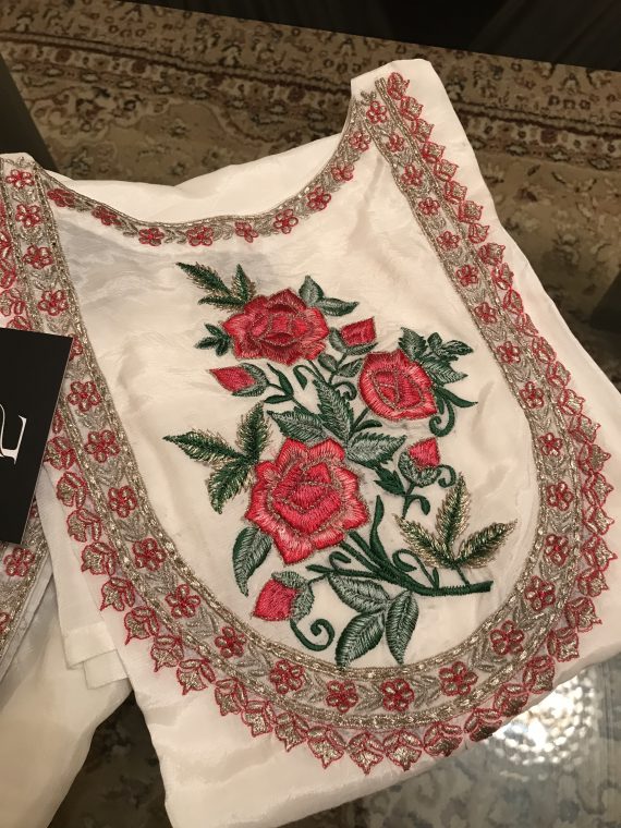 White Rawsilk Marjan 2PC – Embroidered Tila & Thread Work Set