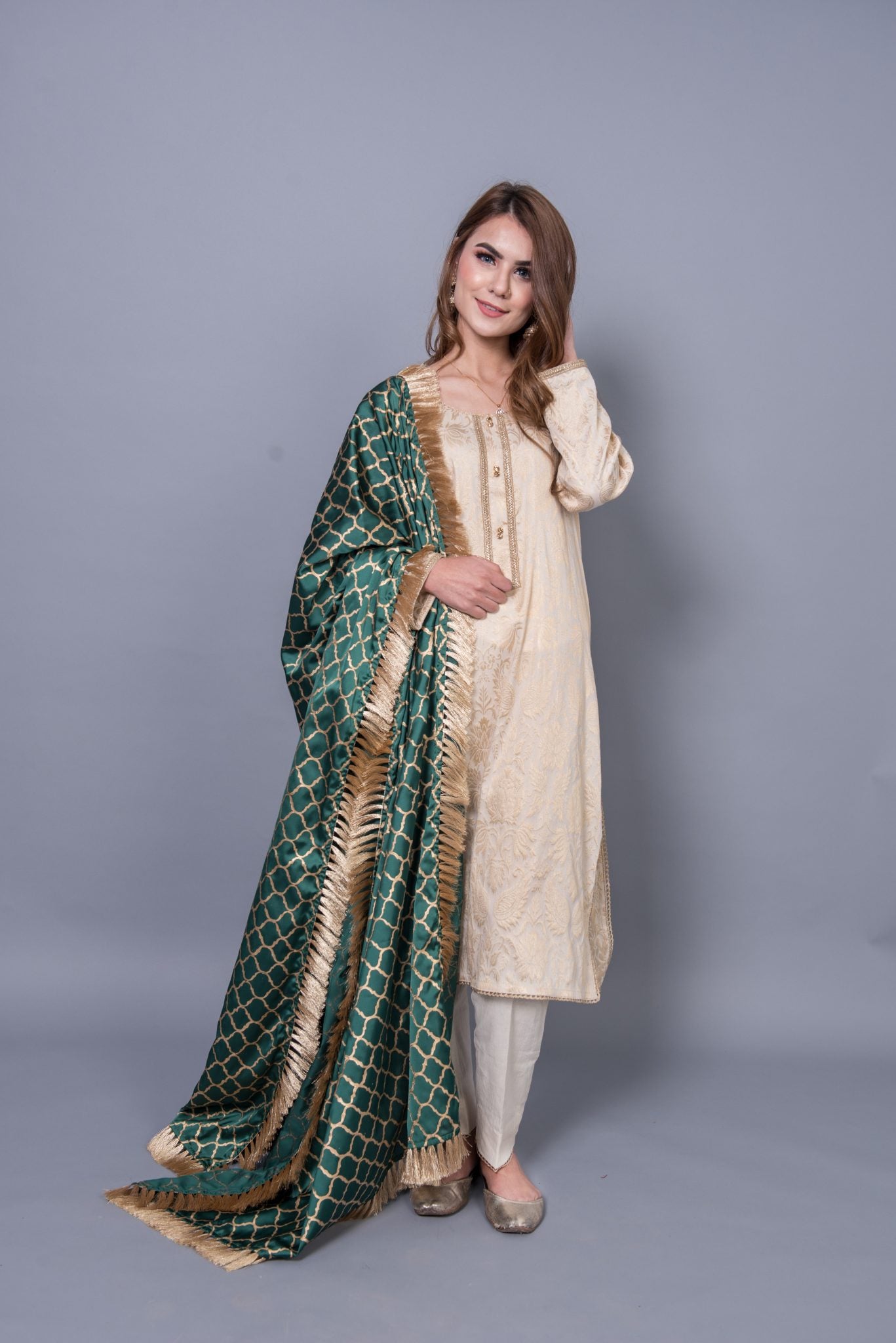 JK-09 Silk Block printed Duppata only