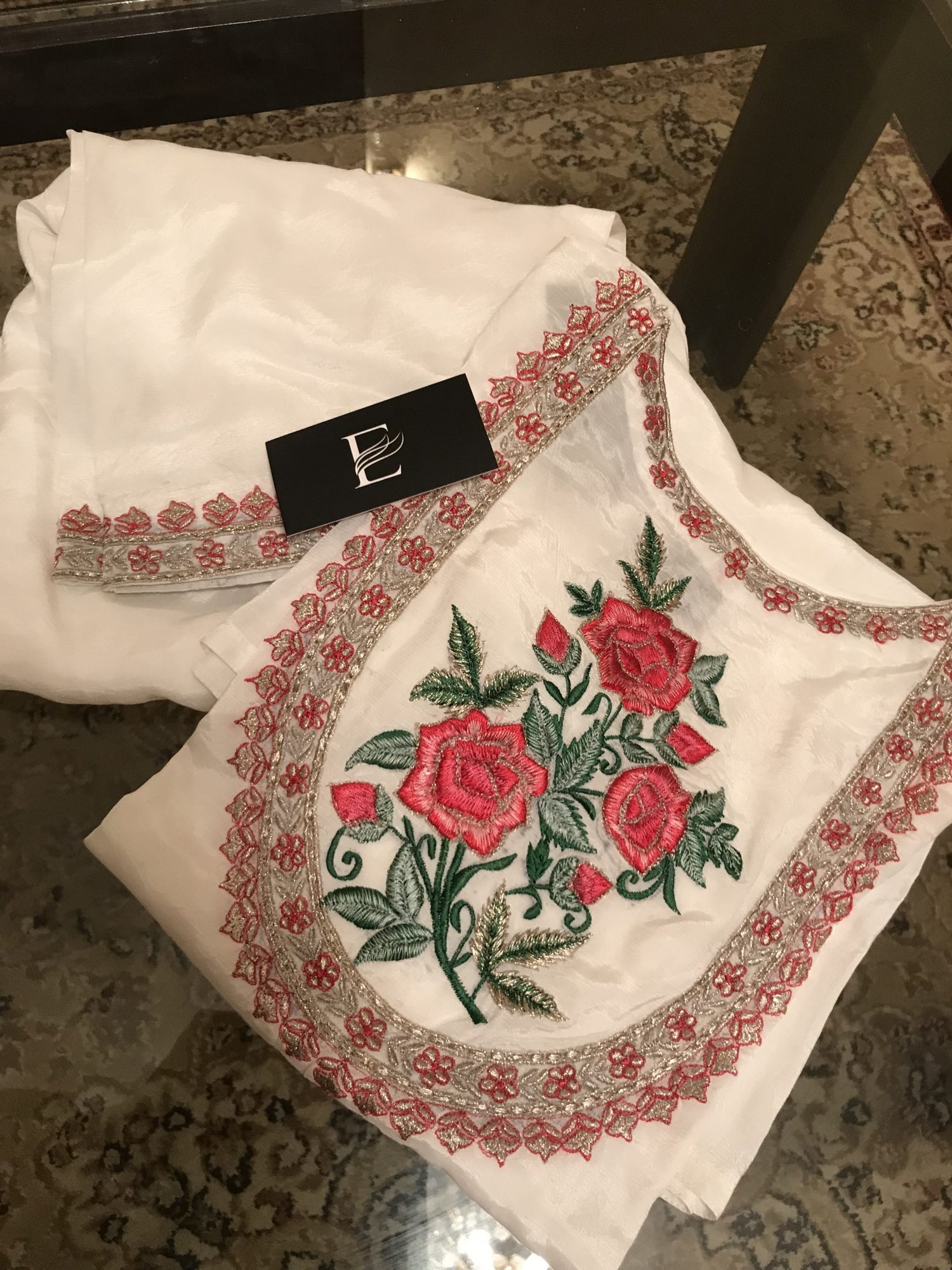White Rawsilk Marjan 2PC – Embroidered Tila & Thread Work Set