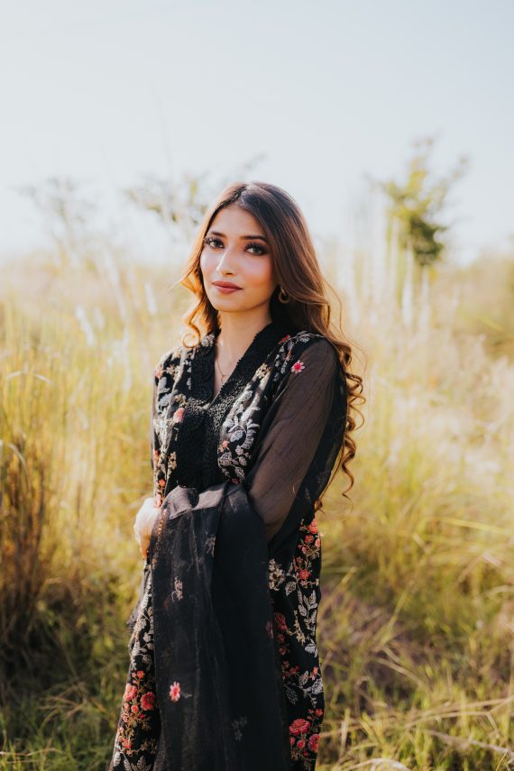 AU-03 – Embroidered Khaddi Cotton Net 3-Piece Suit