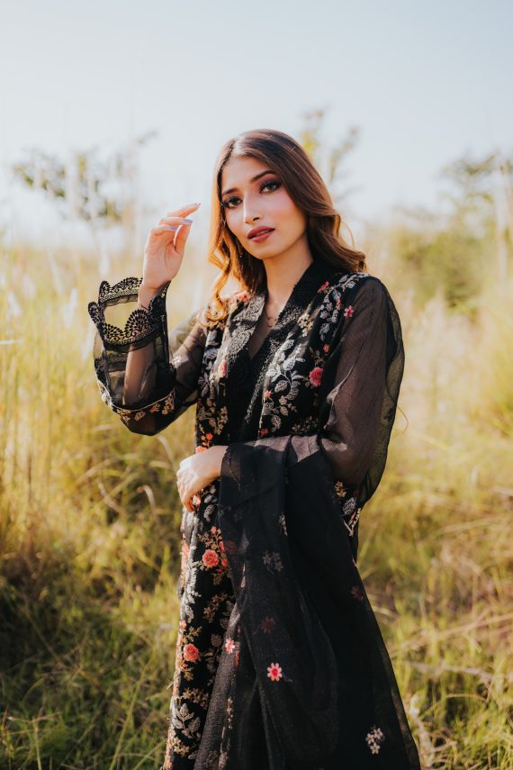 AU-03 – Embroidered Khaddi Cotton Net 3-Piece Suit