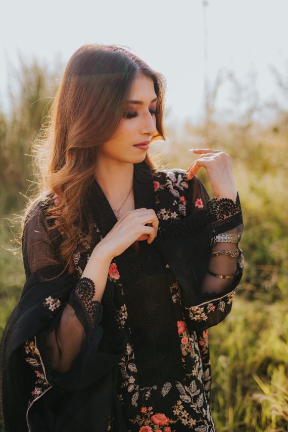AU-03 – Embroidered Khaddi Cotton Net 3-Piece Suit