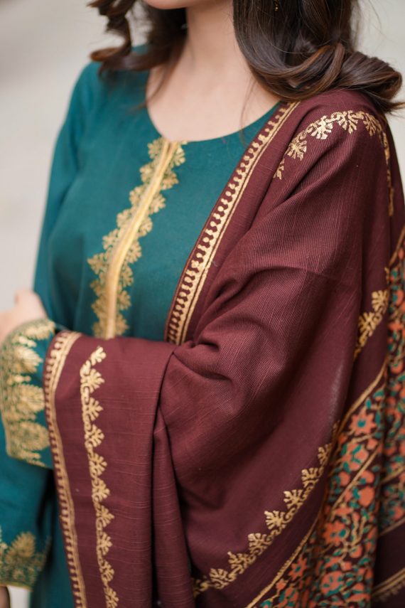 JA-02 Green Suit with brown shawl