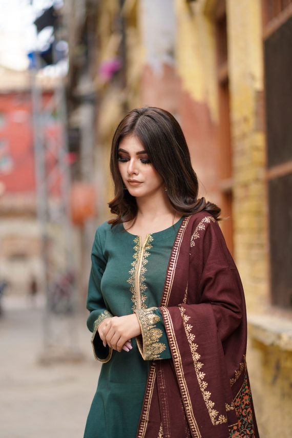 JA-02 Green Suit with brown shawl