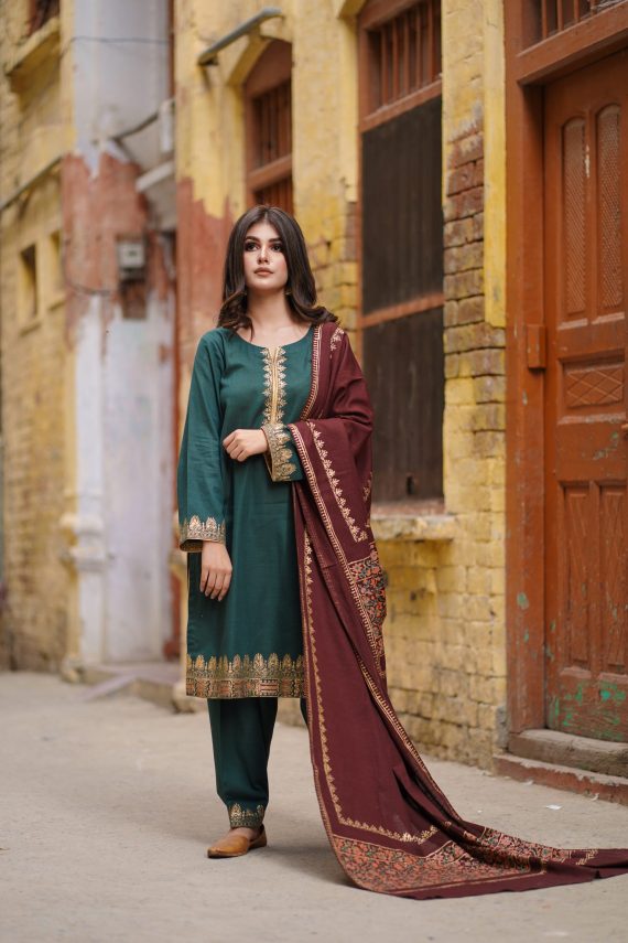 JA-02 Green Suit with brown shawl