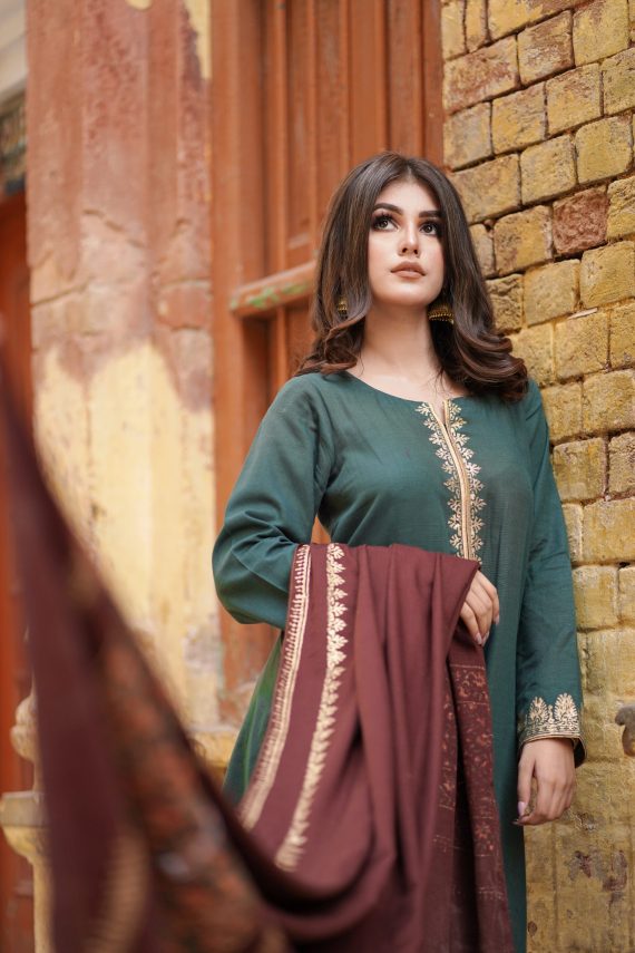 JA-02 Green Suit with brown shawl