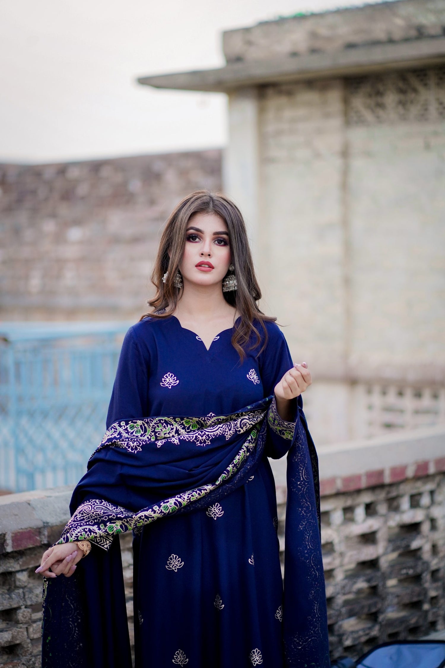 JA-06 Navy Blue full suit with shawl
