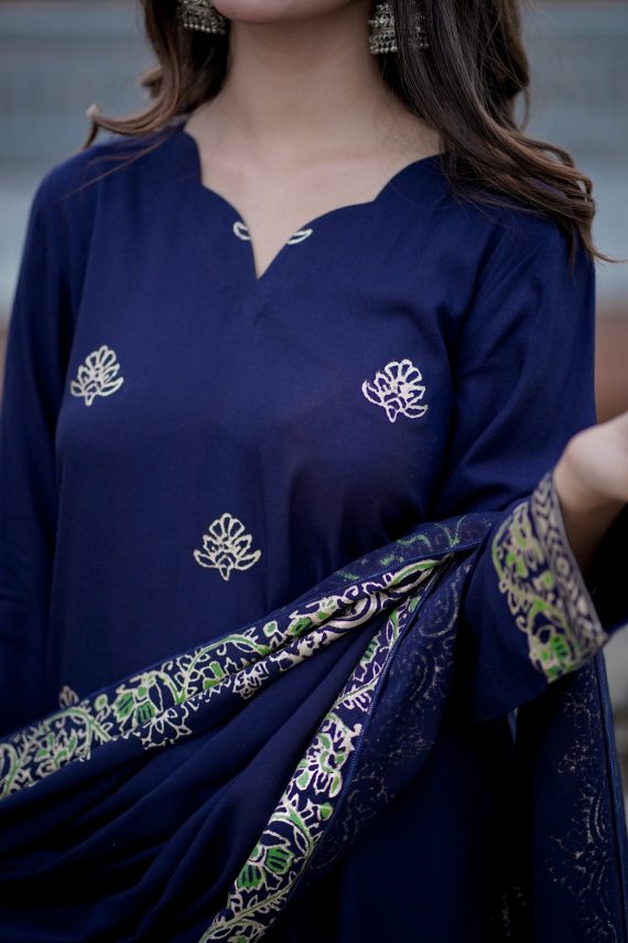 JA-06 Navy Blue full suit with shawl