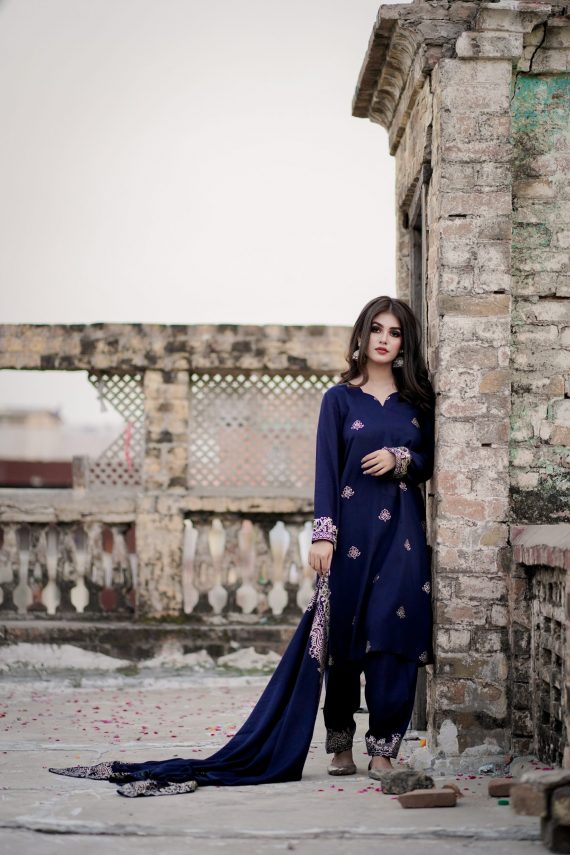 JA-06 Navy Blue full suit with shawl