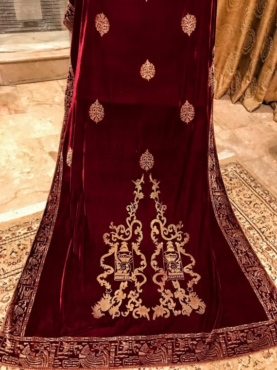 VT-50 Four sided Mugalian Block printed Shawl