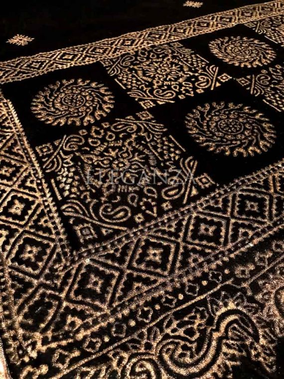 VT-84 Geometric and circle mix border block printed shawl