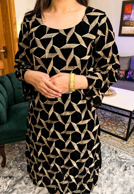 V-08 Abstract Tila embroidered Velvet Kurta