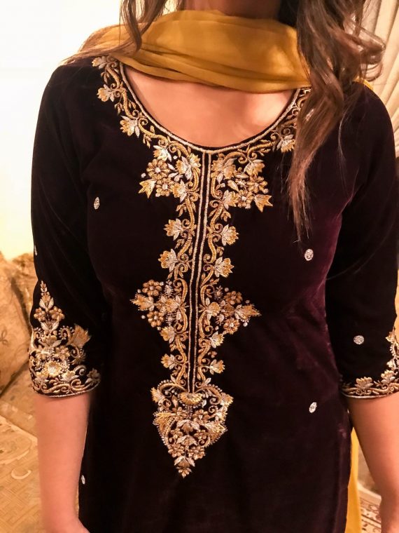 V-06 Tila Embroidered Velvet Shirt only