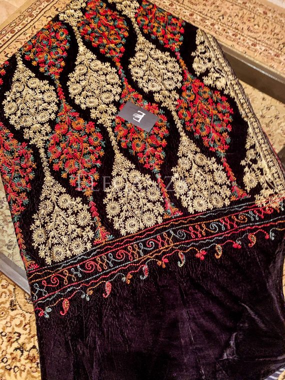 VT- 109 Loop Thread embroidered velvet shawl