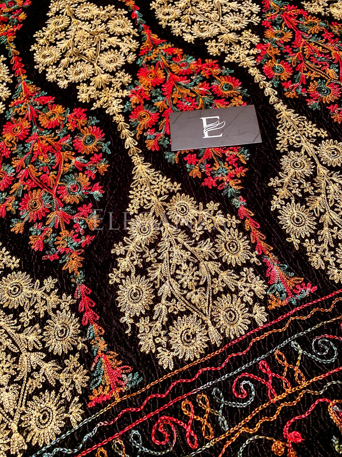 VT- 109 Loop Thread embroidered velvet shawl