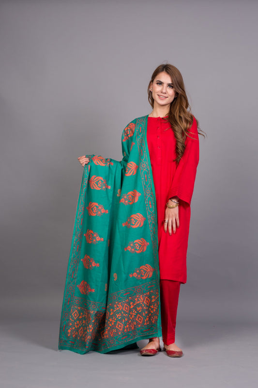 KD-05 Red Suit with Teal Shawl