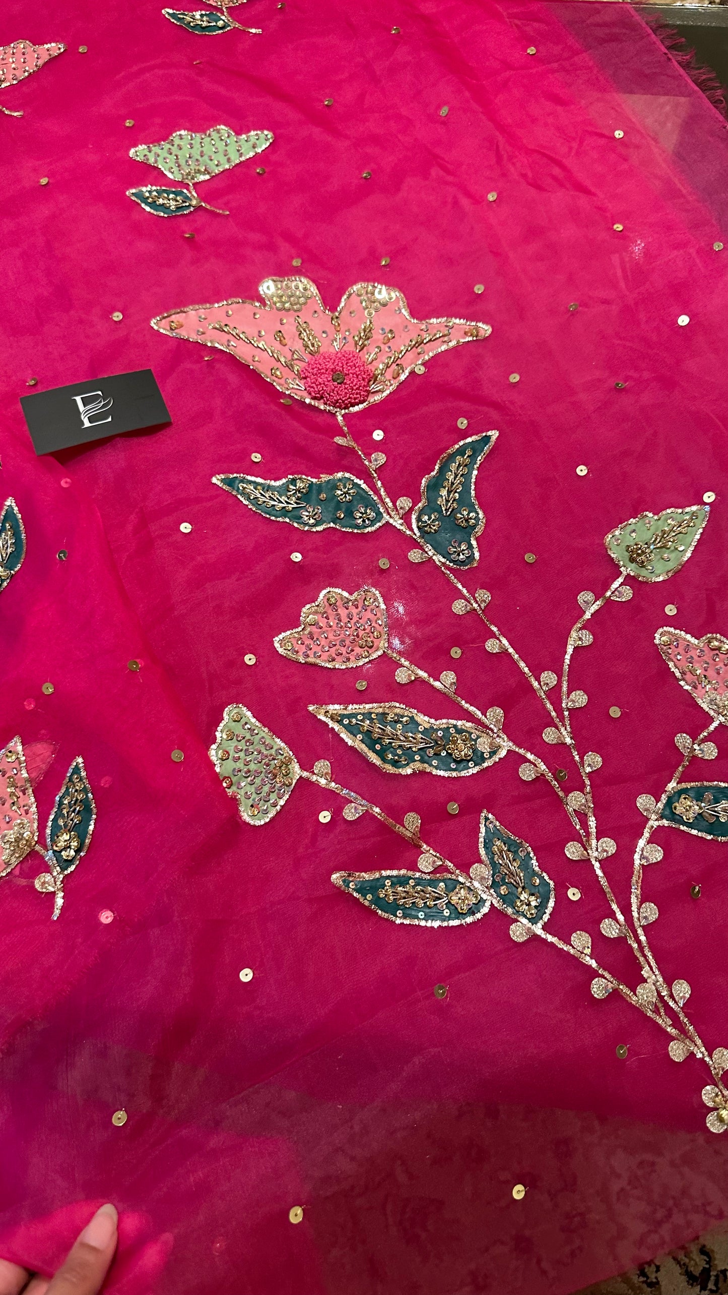 Hand painted duppata with embellishment